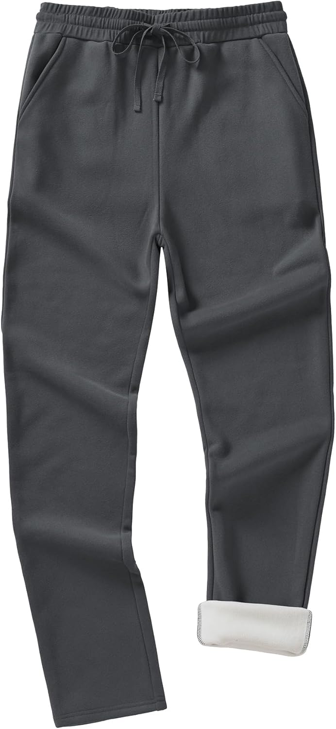 Weintee Men's 36" Inseam Tall Fleece Pants Sherpa Lined Sweatpants Long Length