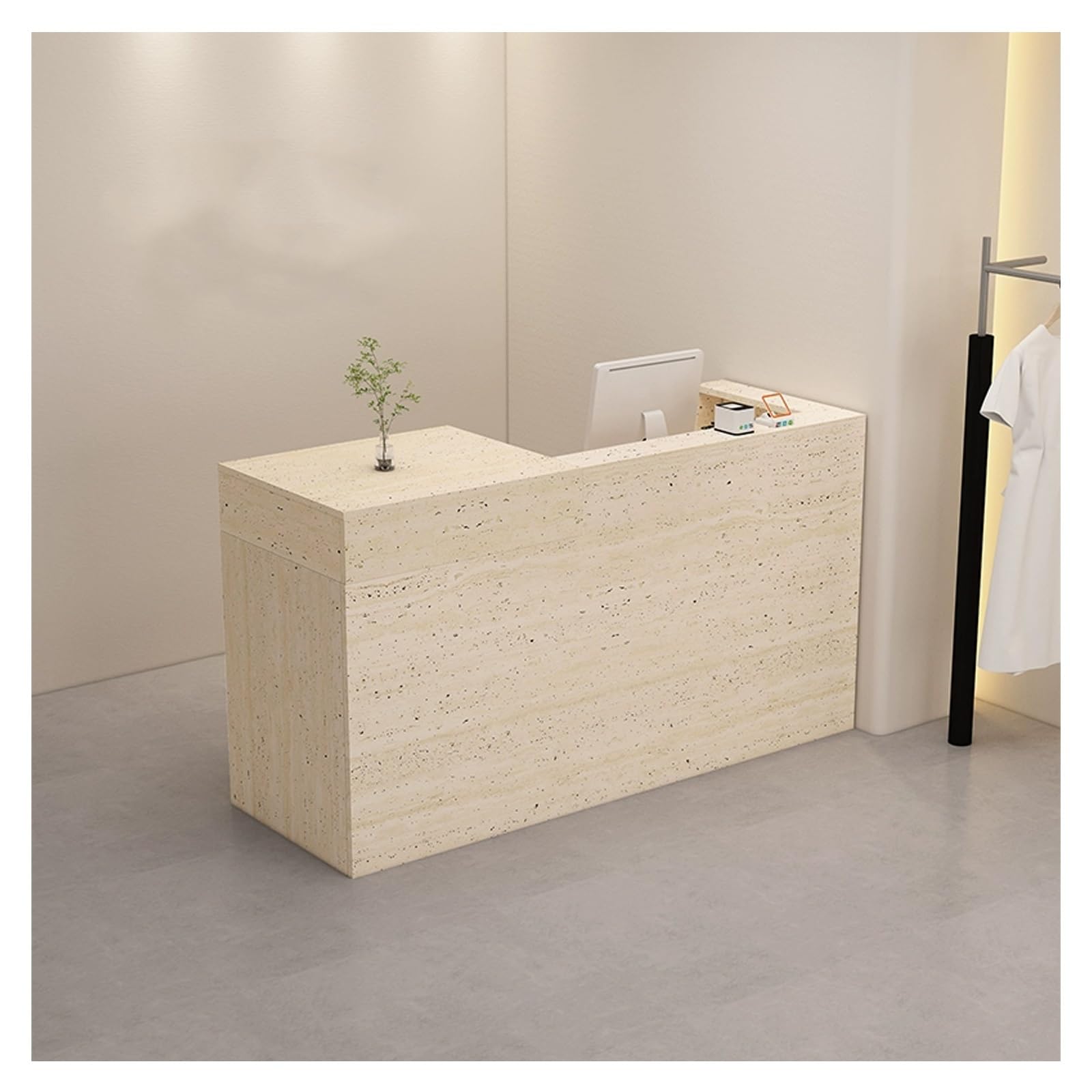Große Empfangstheke，einfach moderner empfangstresen， Reception Counter Office Desk Counter Reception Table，klein empfangstresen mit schreibtisch，für Salon und Büro(K,L90*W50CM/L35.4*W19.6IN_L)