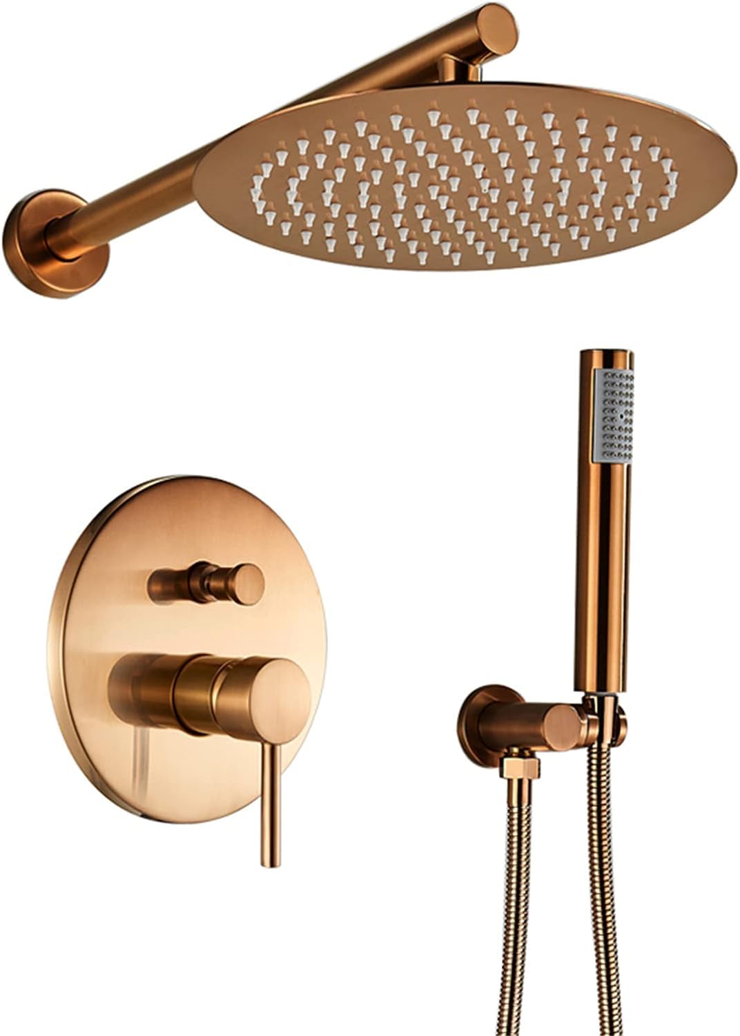 Robinet de douche thermostatique or rose brossé anti-calcaire avec ciel de pluie 10"