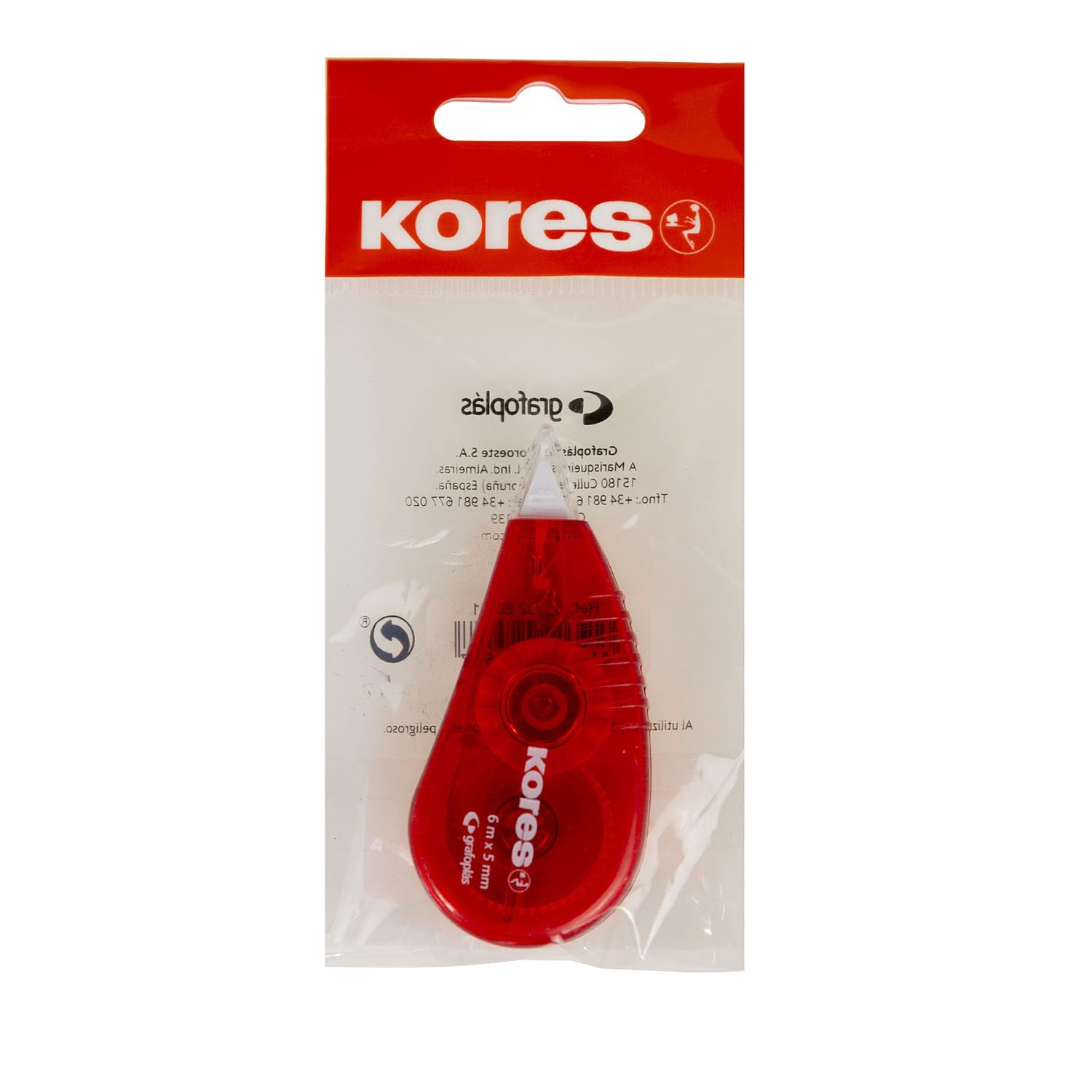 Kores - Cintas Correctoras en Seco, Pack de 16 Cintas Correctoras de 6X5 mm, Perfectas para Correcciones de Boligrafo