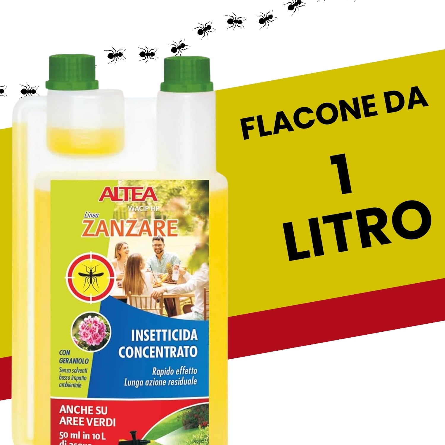 Tenokit Insetticida Zanzare Professionale Concentrato - Disinfestazione Blatte Acaricida Per Interno Ed Esterno - Antiformiche Effetto Prolungato - Flacone Da 1 L