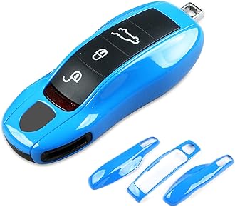 Shark Blue Key Fob Cover Compatible with Porsche Key Shell Key Fob Shell Replacement Compatible with Porsche Cayenne Panamera 911 718 Macan Boxster Cayman Old Style