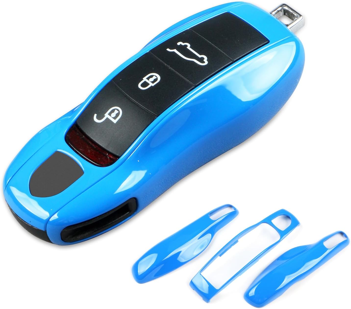 Shark Blue Key Fob Cover Compatible with Porsche Key Shell Key Fob Shell Replacement Compatible with Porsche Cayenne Panamera 911 718 Macan Boxster Cayman Old Style