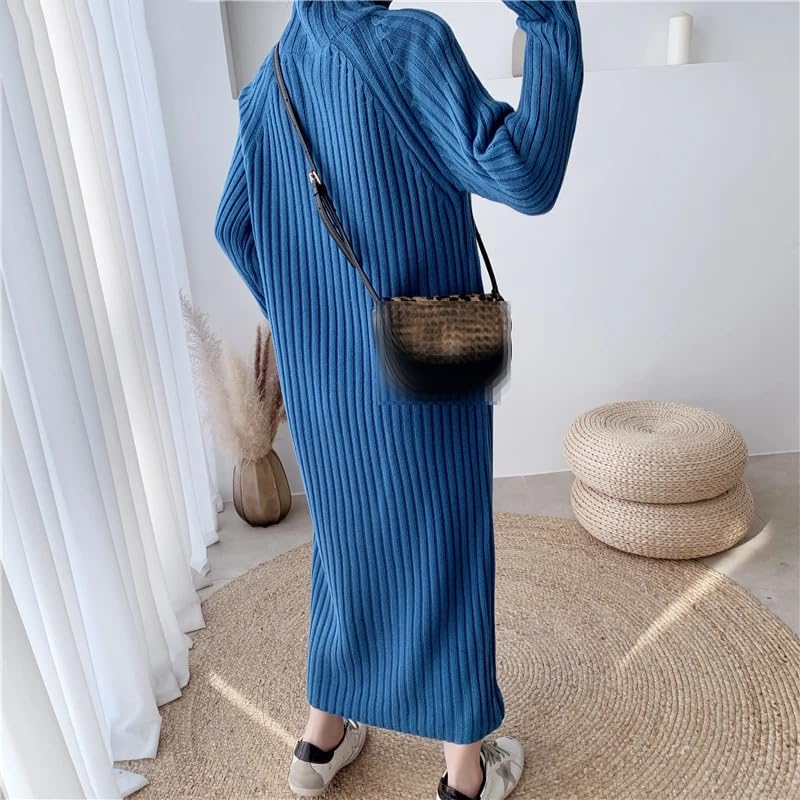 Maglione da donna a collo alto midi autunno inverno maglione lavorato a maglia caldo casual lungo maglione