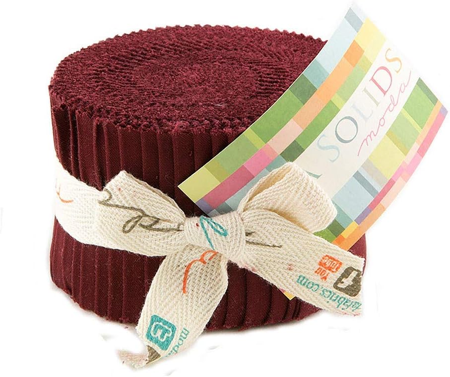 Bella Solids Burgundy Jr Jelly Roll (9900JJR 18) by Moda House Designer for Moda