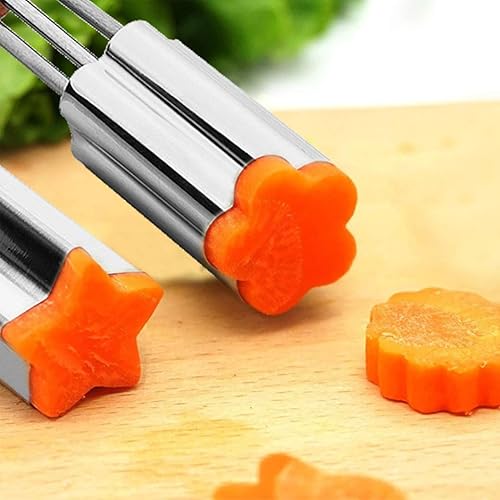 Miniatura 5 de Juego de 3 moldes para cortar verduras y frutas, mini pastel, moldes de acero inoxidable para galletas con mango de madera, cortador de galletas,