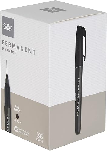 Miniatura 2 de Office Depot® Marcadores permanentes, punta fina, barril de plástico 100% reciclado, tinta negra, paquete de 36
