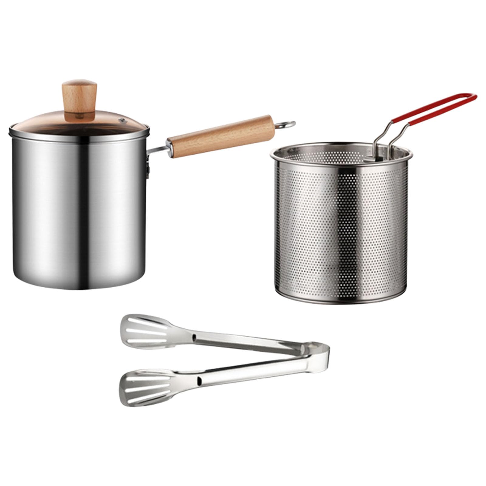 Pentole professionali per friggitrici in acciaio inox piccole pentole con manici per friggere pesce gamberetti friggitrici professionali per cucinare a casa