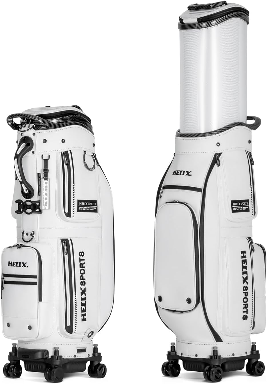 HELIX Golf Bag - 4-Wheel Rolling System, Retractable top and Wheels for Easy Transport, Effortless Travel