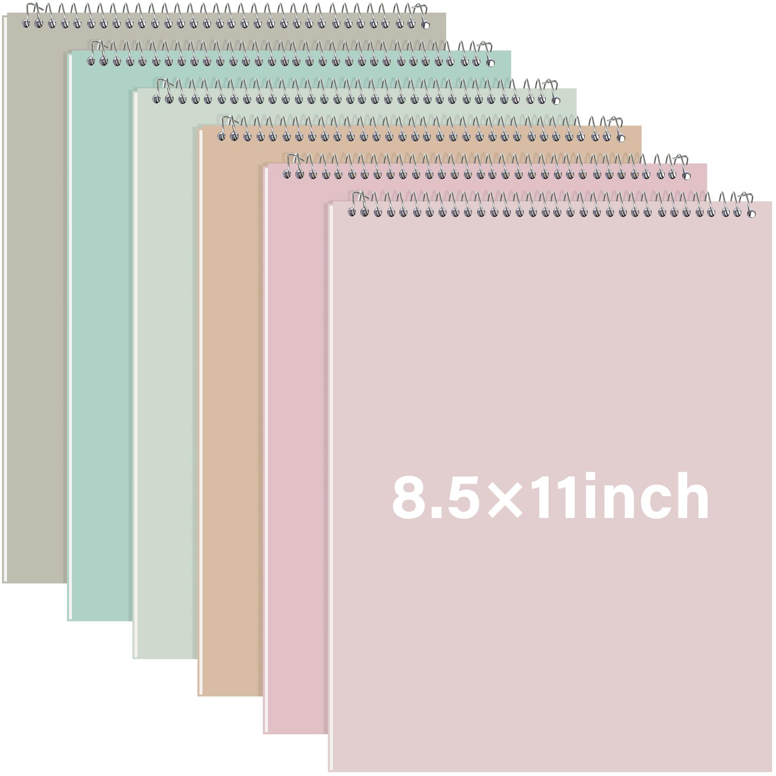 Maitys 6 quaderni legali a spirale Steno da 21,6 x 28 cm, rilegatura superiore a spirale, copertina rigida, blocco note a righe, 70 fogli, per scuola, ufficio, università, casa (colore pastello, stile