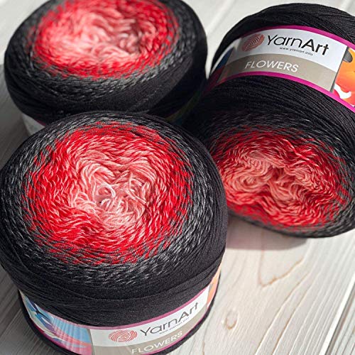 Image of Yarn Art Flowers 55% Cotton 45% Acrylic 250gr 1094yds Multicolor Rainbow Crochet Spring Summer 2 Sport Yarn (282)