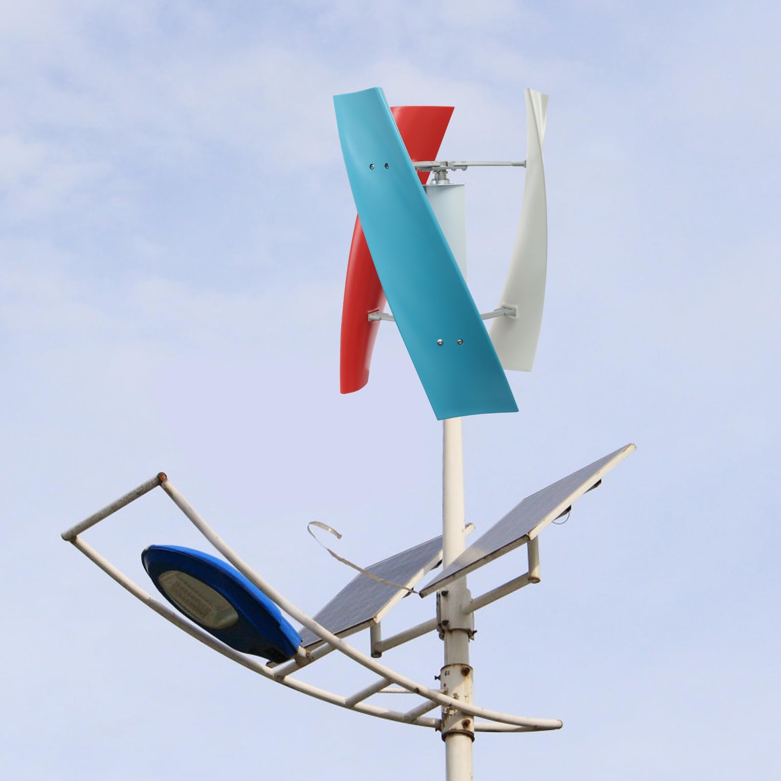 Windgenerator 100W 24V, Vertikale Windturbine mit 4 Rotorblättern & Hilfswindrad, leiser Windrad Stromerzeugung für Zuhause Boot Wohnmobil, IP67 Wasserdicht