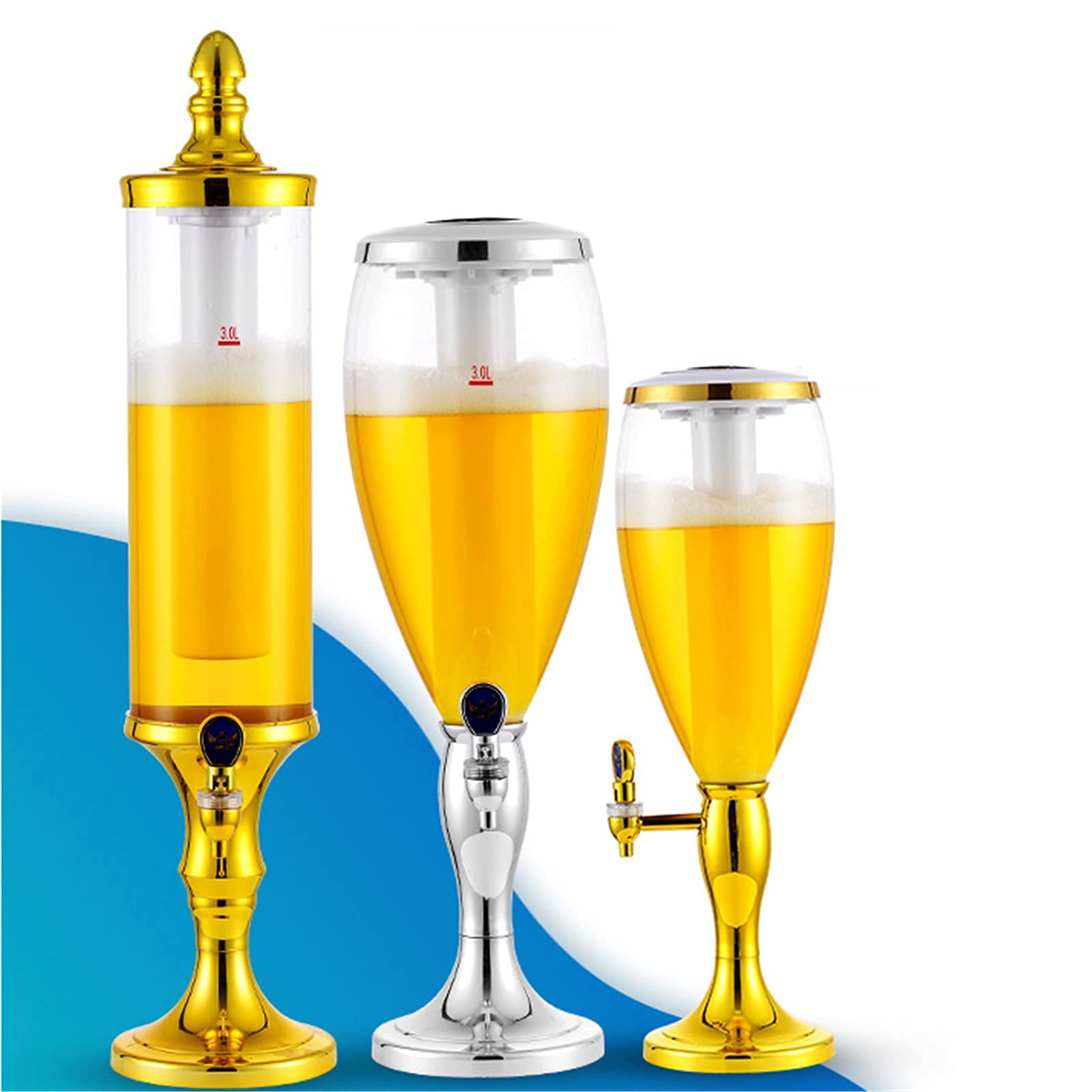 Led Icicle - Torre di birra, erogatori per barilotti da birra a forma di torre, pompa per birra alla spina, per cena, bar, feste, bocce, birra, 0 l