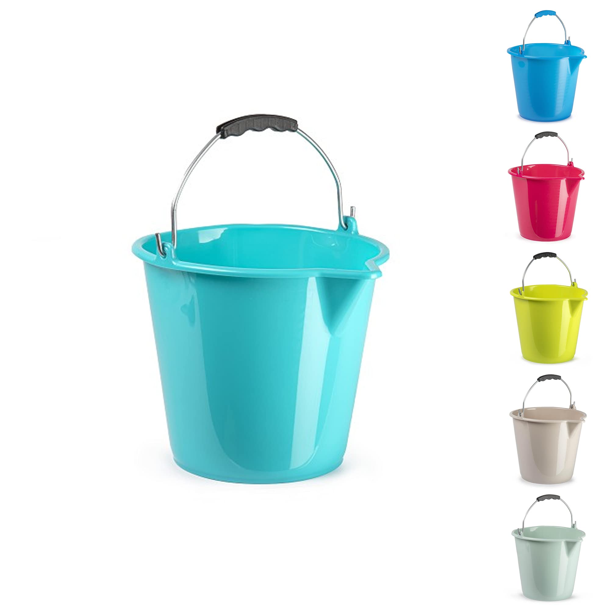 Plastific Turquoise 12L Multipurpose Plastic Bucket With Handle With Pouring Spout