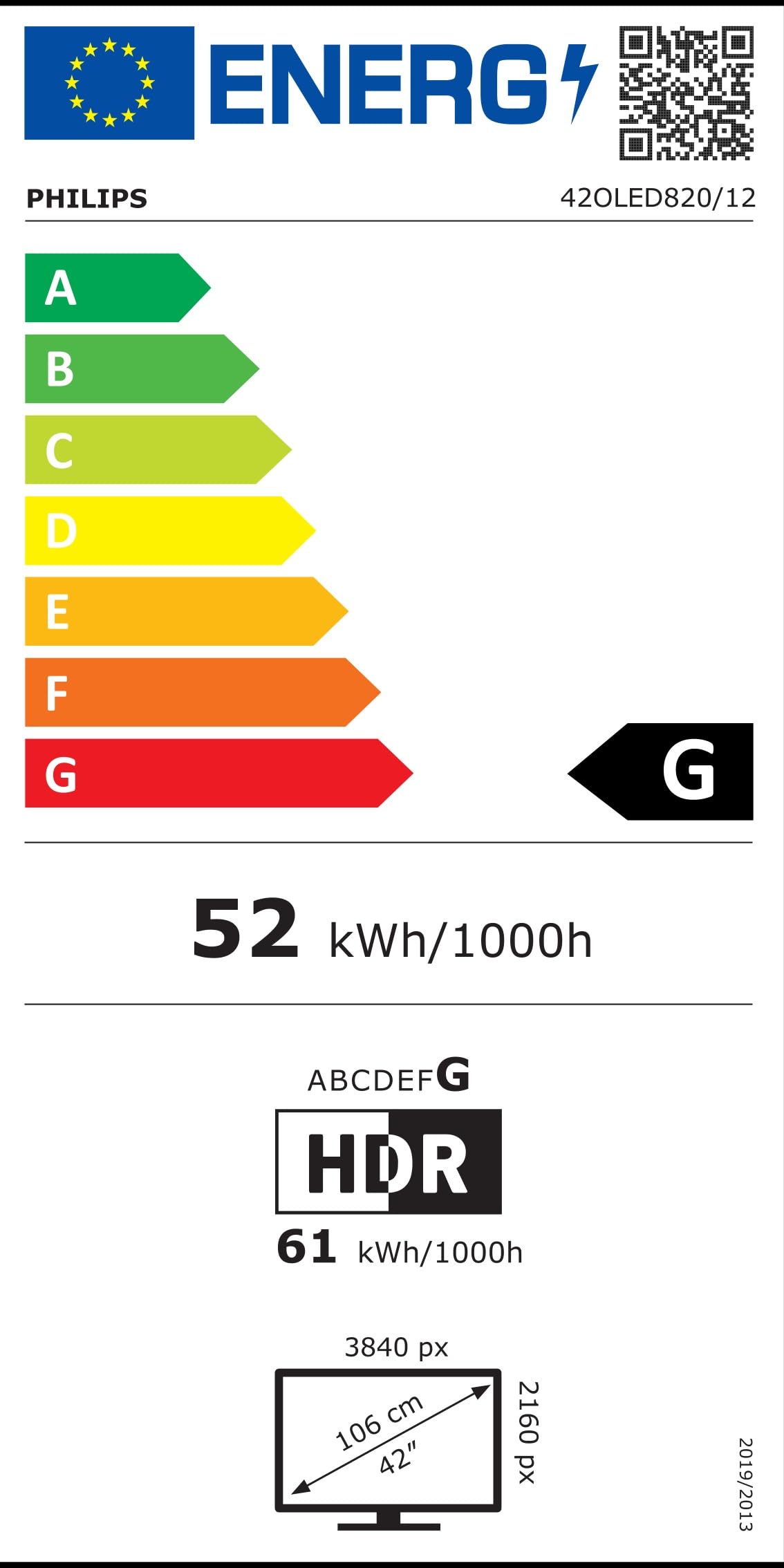 Philips 42OLED820 4K Ultra HD OLED AMBILIGHT TV 106 cm 42 Zoll - 4K UHD (3840 x 2160 Pixel), OLED, 144 Hz, HDMI 2.1, Bluetooth 5.2, LAN, Wi-Fi [Energieklasse G] (42OLED820/12)