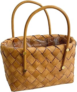 Outanaya Cesta De Flores Portátil Cesta De Lavanderia Cesta De Plantas De Vime Cesta De Ovos De Cesta De Piquenique Para 2 Cestas De Vime Cesta De Plantas Cesta De Casamento Cesta