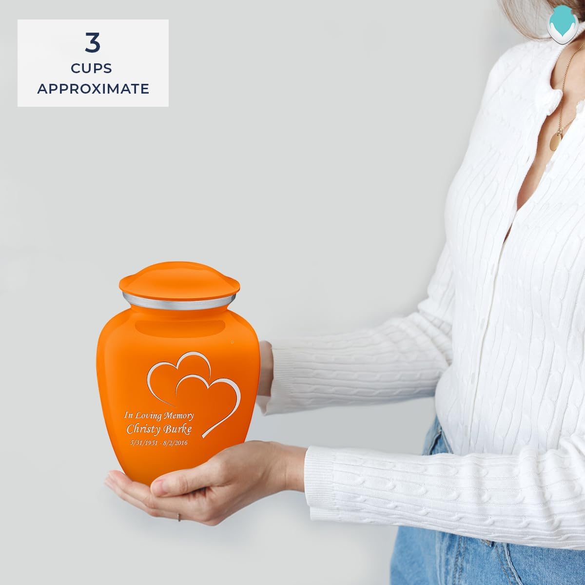 Geturns - Small Personalized Heart Cremation Urns for Human Ashes I Burnt Orange Funeral Urn for Women and Men I Holds up to 44 Cubic Inches