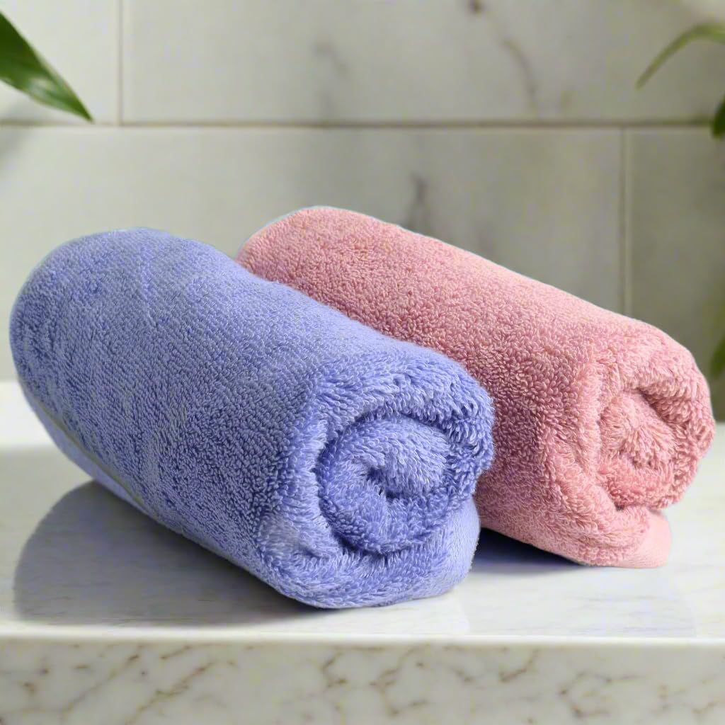 HEELIUM Bamboo Hand Towel | Ultra Absorbent & Anti-Bacterial | 3X Softer Than Cotton Towels | 65 X 40 cm - 600 GSM | Pack of 2 - Peach, Iris-image-8