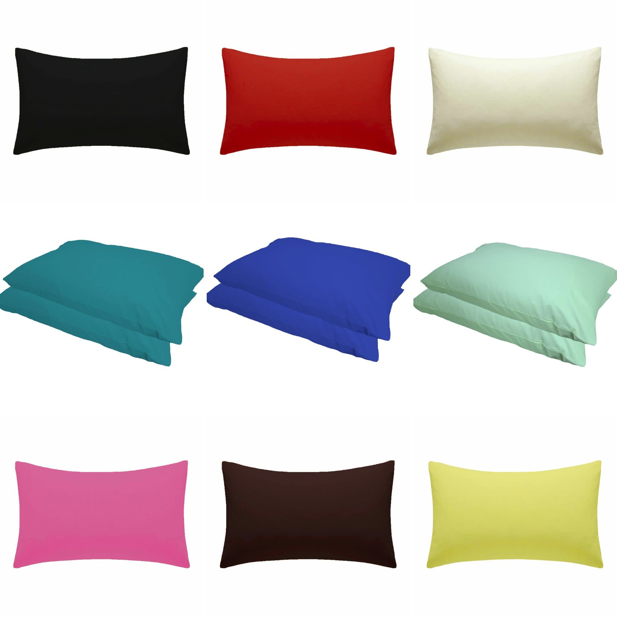 Plain Dyed Polycotton Pillowcases of 2 Pack, Ultra Soft Non-iron Standard Pillow Cases, Anti-Wrinkle Housewife Standard Pillows Cover For Bedroom (50 x 75 cm, Duck Egg)