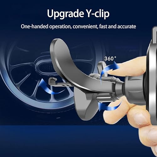 Miniatura 4 de 1 soporte de teléfono negro para ventilación de automóvil, soporte redondo para teléfono con salida de aire en forma de Y, soporte para teléfono
