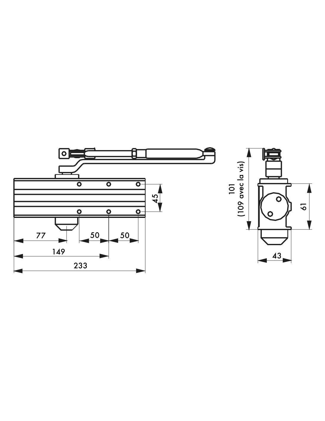 THIRARD - Ferme-Porte Automatique Hydraulique - Design - Force 2 à 4 - Blanc - Installation Facile - Réglage Vitesse - Finition Élégante - Adapté pour Toutes Portes