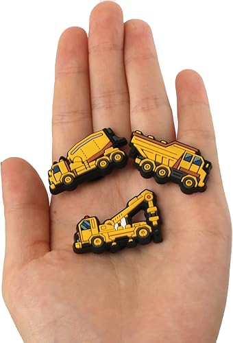 Miniatura 4 de Dijes de decoración de zapatos de construcción, 23 piezas de excavadora excavadora bulldozer camión, casco, zapato para pulsera de zapatos,