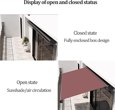 Electric Retractable Awning, Aluminum Frame Motorized Patio Awning with Remote Controller, Full Cassette Design, Outdoor Canopy for Deck, Backyard, Garden, Balcony(B,1 * 0.5m)