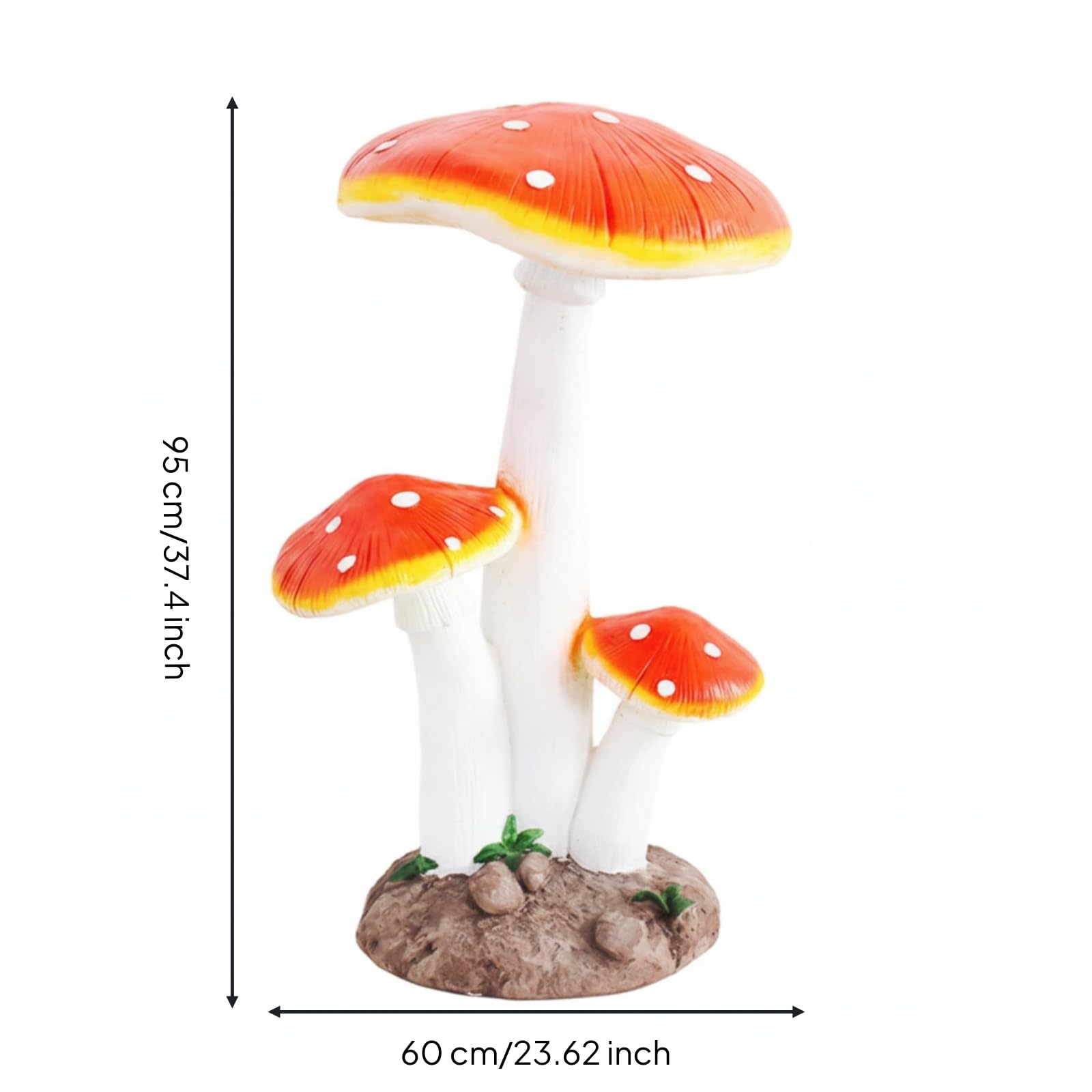 Pilz farbenprächtig Pilzfigur stabil Pilzskulptur für Gartenliebhaber, Hobbygärtner, Garten, Terrasse, Großer Dreistieliger Pilz