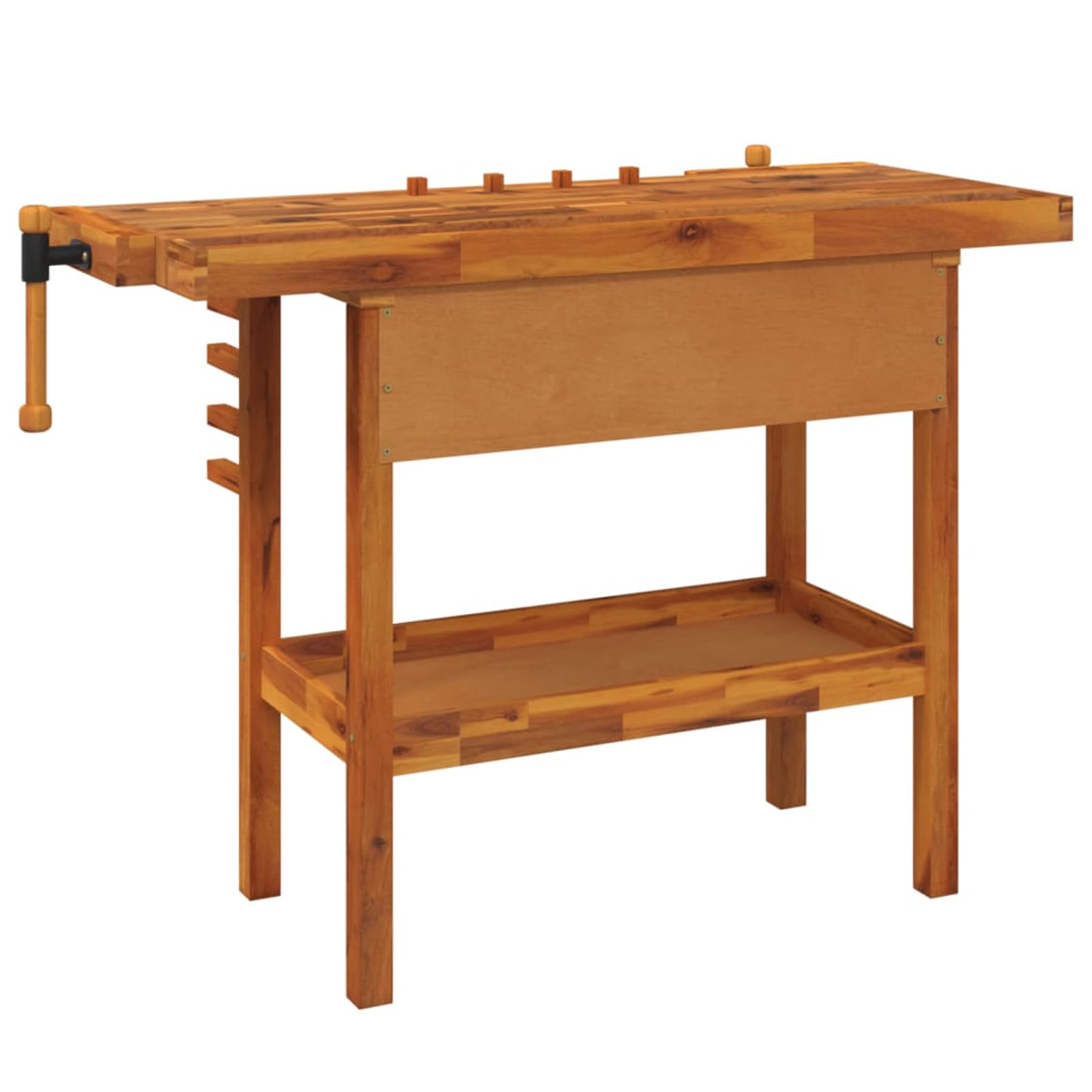 Homgoday Banco de trabajo con cajón y virutas, 92 x 48 x 83 cm, de madera maciza de acacia, banco de trabajo para garaje o taller V1