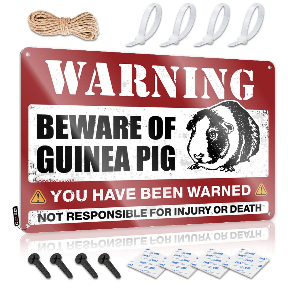 STWNVOITV Bro Cave Sign Beware Of Guinea Pig Tin Sign Funny Bedroom Decor Bedroom Door Sign(20X30CM)