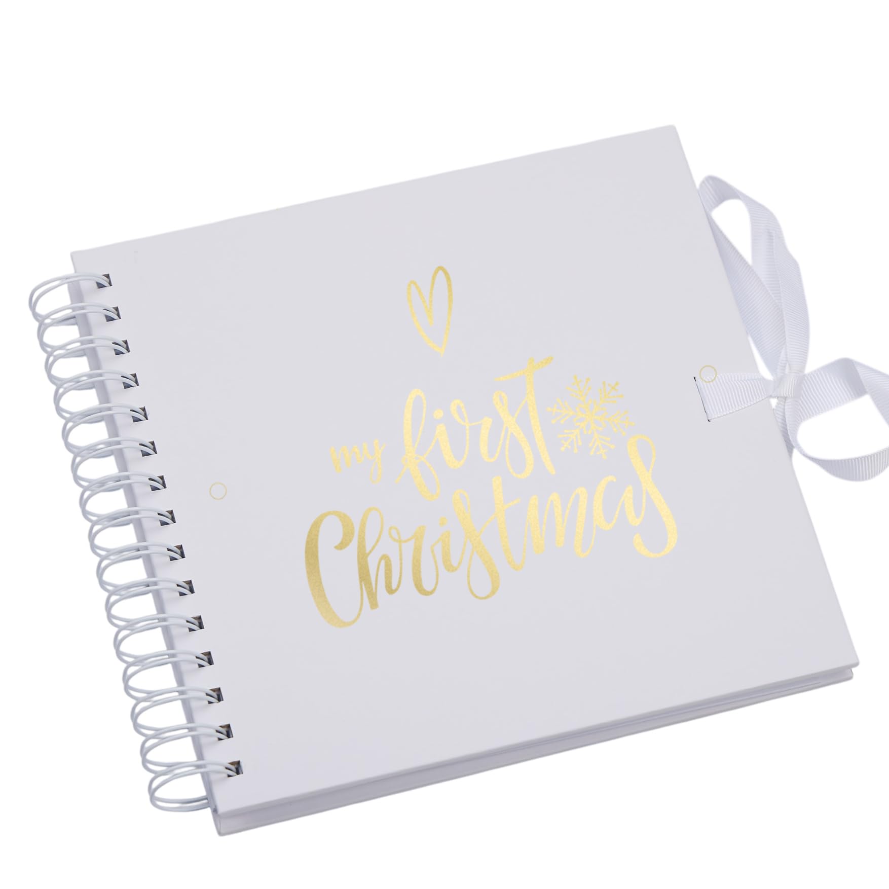Ukgiftstoreonline White My First Christmas Scrapbook Photo Album Keepsake Gold Print