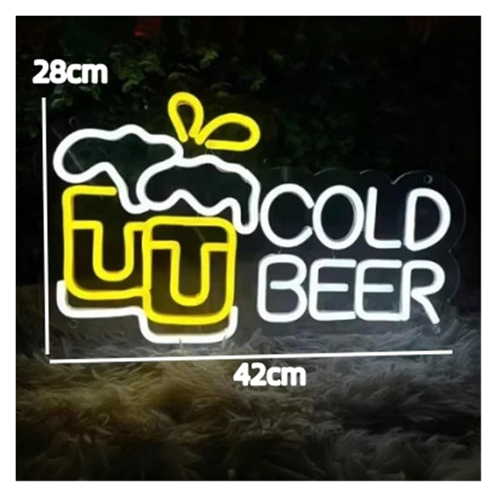 Luces de neón Letrero De Neón De Cold Beer Luz LED Regulable Alimentada Por USB Para Bar, Fiesta, Pub, Club Nocturno, Decoración De Pared De Cueva 42cmx28cm