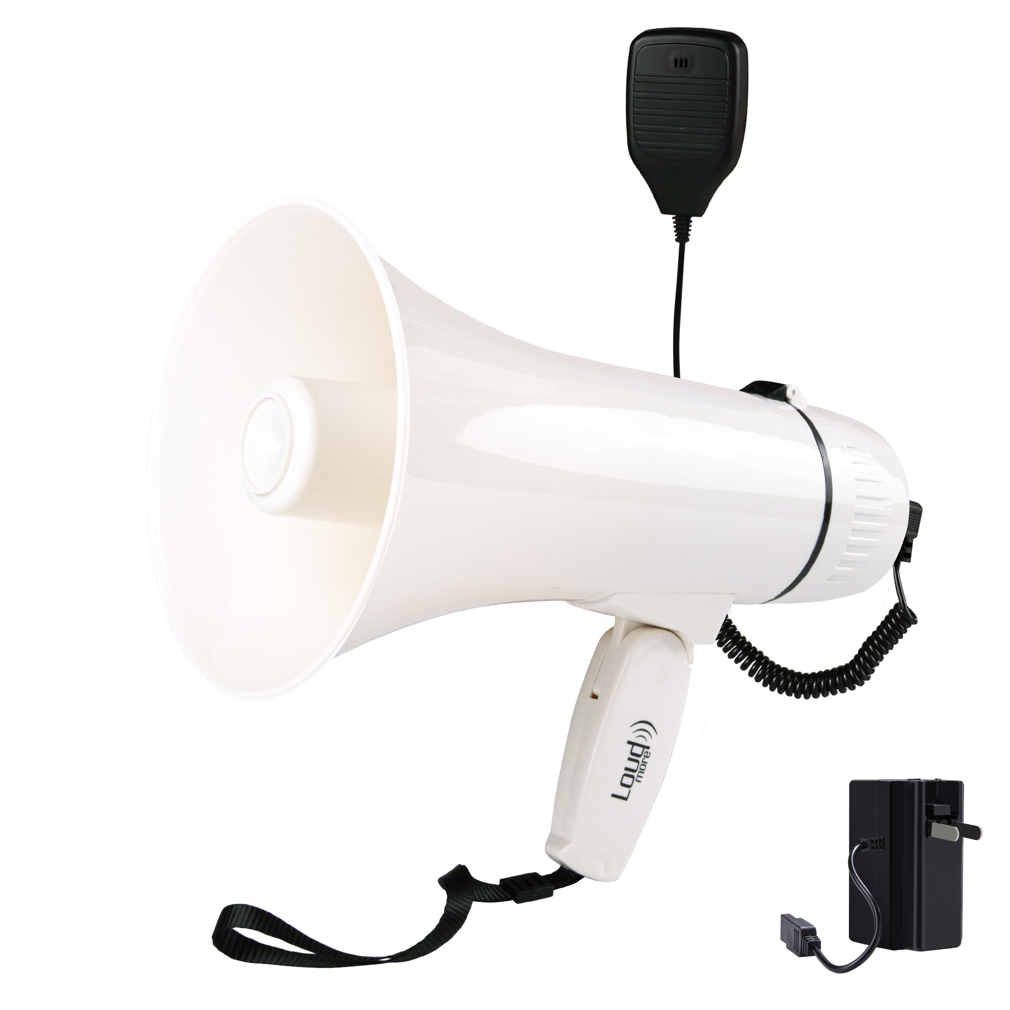 Portable Megaphone Bullhorn 35 Watt Power Megaphone Speaker with Siren/Alarm Modes, 240S Recording, USB Flash Drive, Detachable Handheld Microphone, Volume Control and Strap