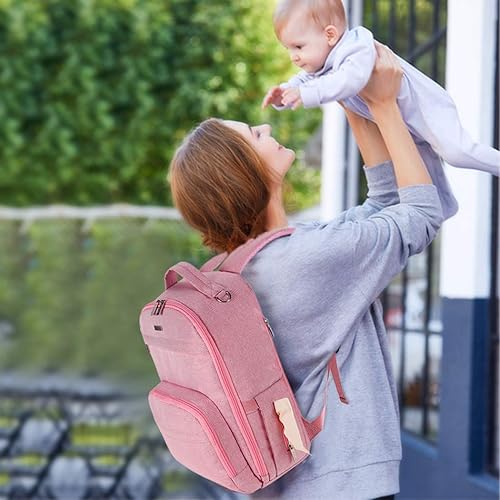 Miniatura 7 de Voova Mochila para pañales, mochila de viaje multifunción para maternidad, cambiador de pañales para bebé, con cambiador y correas para cochecito,