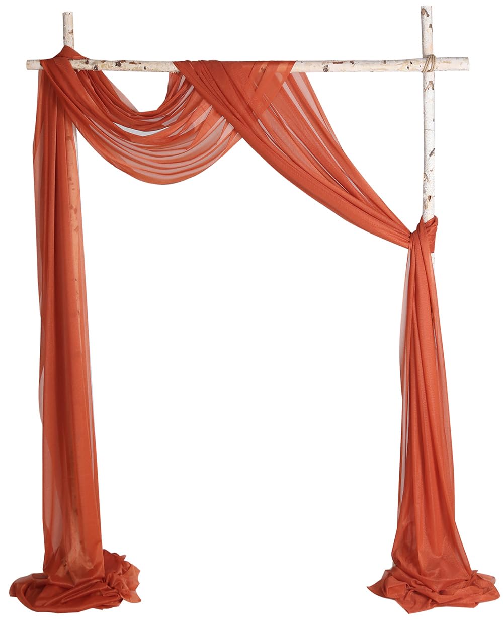 Cytdkve Burnt Orange & Burnt Orange 2 Panels 18Ft Wedding Arch Draping Fabric, Sheer Arch Drapes For Wedding Party Backdrop (Slightly Shimmery, )