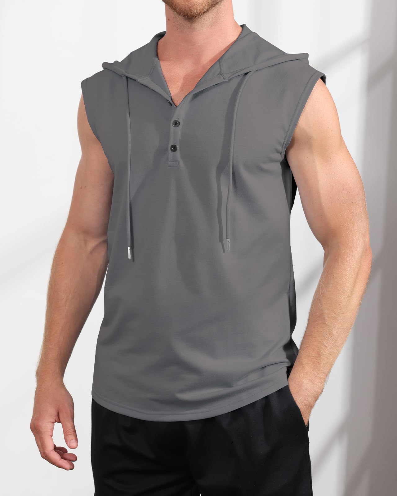 PRIVIMIX Canotta Uomo con Cappuccio Canottiera Palestra Estiva Felpa Maglietta Senza Maniche Bodybuilding Fitness Sportiva M-3XL