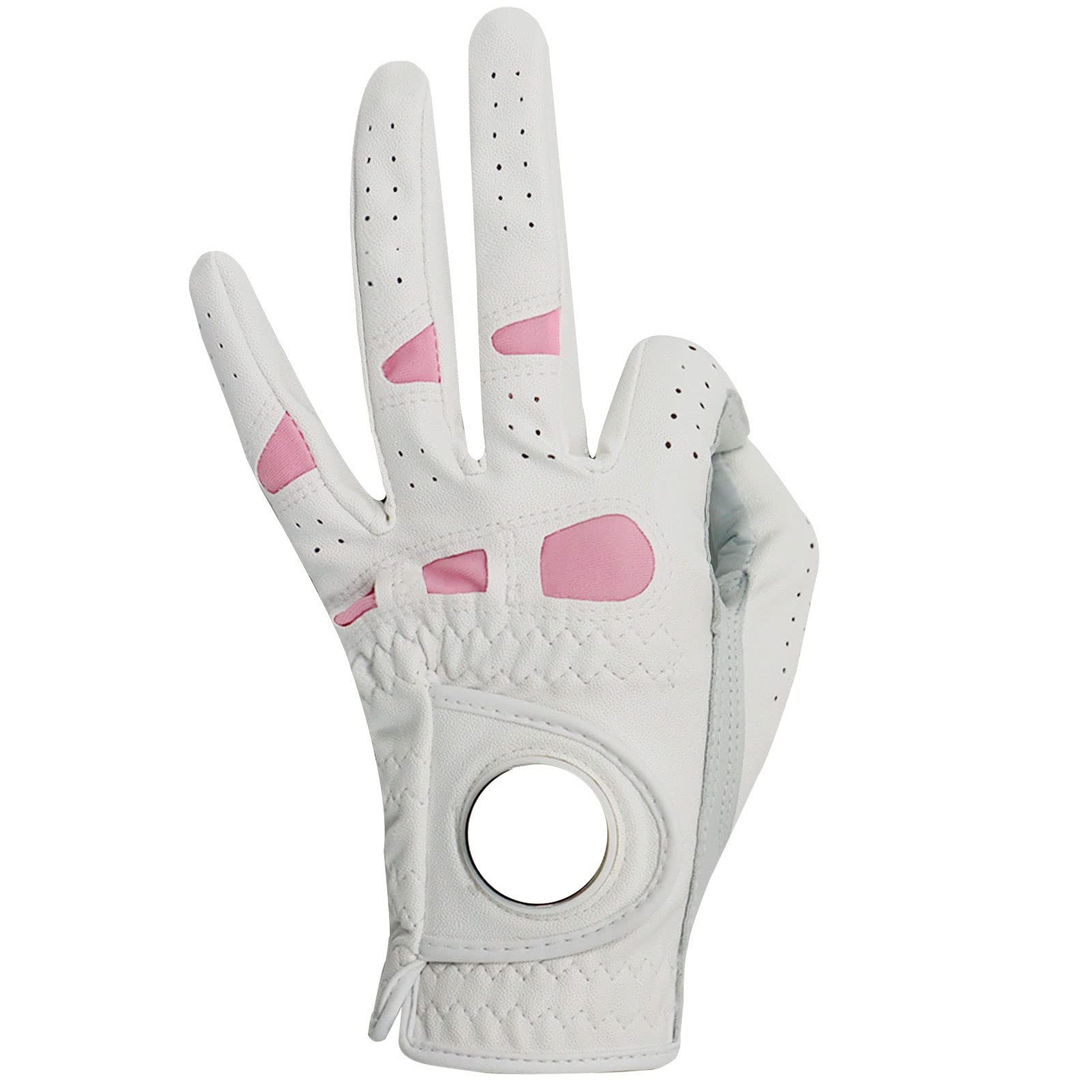 Golfhandschuhe 2-Stücke Leder Golfhandschuhe, Links- und Rechtshände der Frauen, Rosa, geeignet for Damen, Mädchen, Golfer Schutz und Komfort (Size : 21)