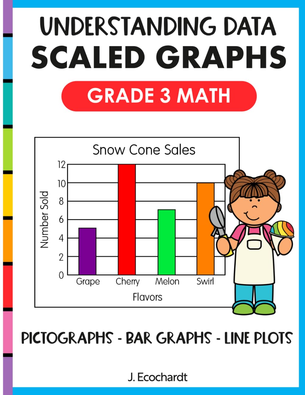 3rd Grade Math Graph Workbook Measurement and Data for Kids: Graphing with Scaled Math Charts Pictographs Bar Graphs and Line Plots (Math Skill Builders)
