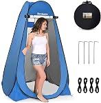 Camping Toilet Pop Up Privacy Tent Changing Room Tent Portable Toilet for Camping Portable Shower Silver Coated Dressing Room Tent UV Protection Privacy Shelter Camping Cabana, Blue/Green