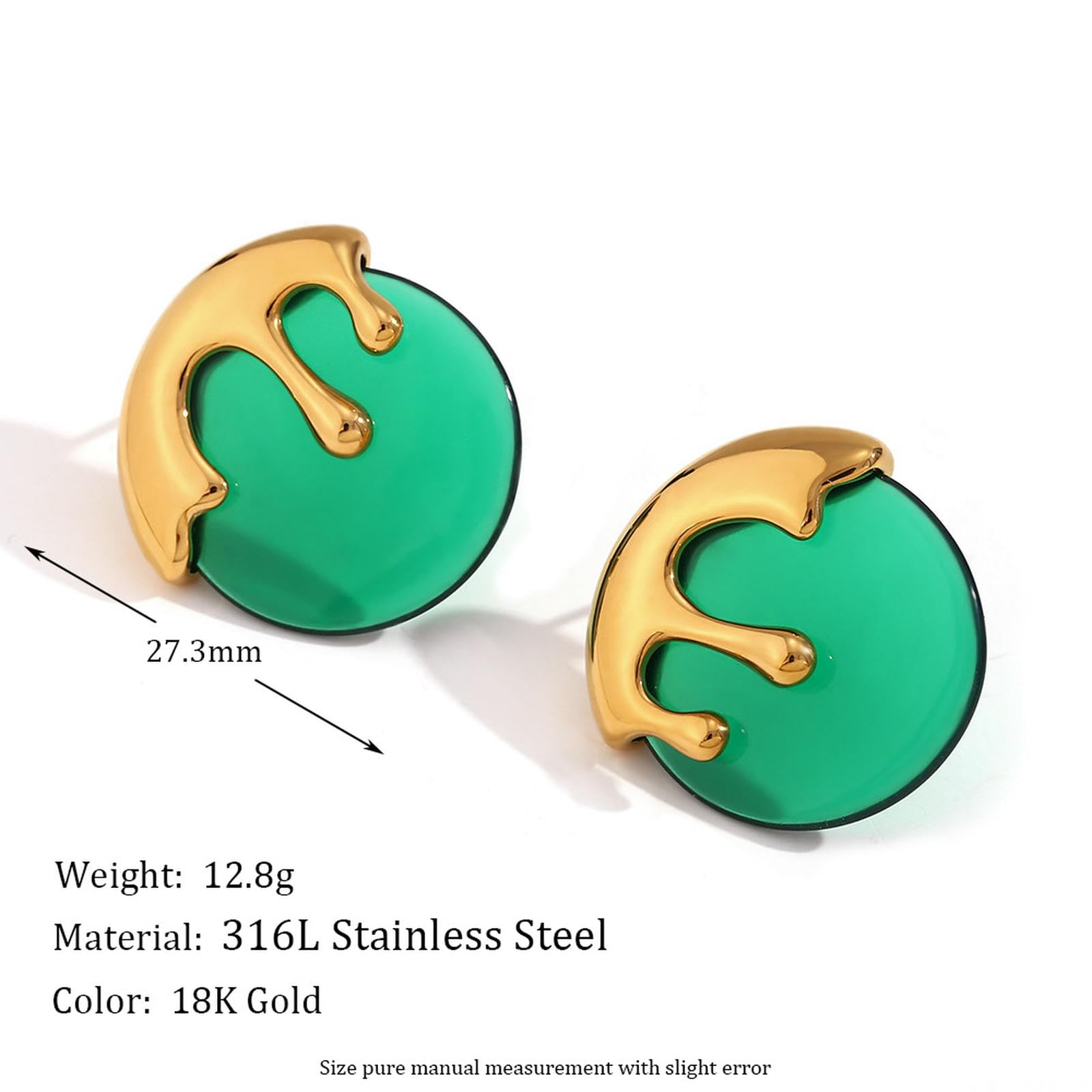 WBDWWTD Französische Vintage-Ohrstecker für Damen, 18 Karat vergoldeter Edelstahl, Wirbelstreifen, polierte Ohrringe, Geschenk