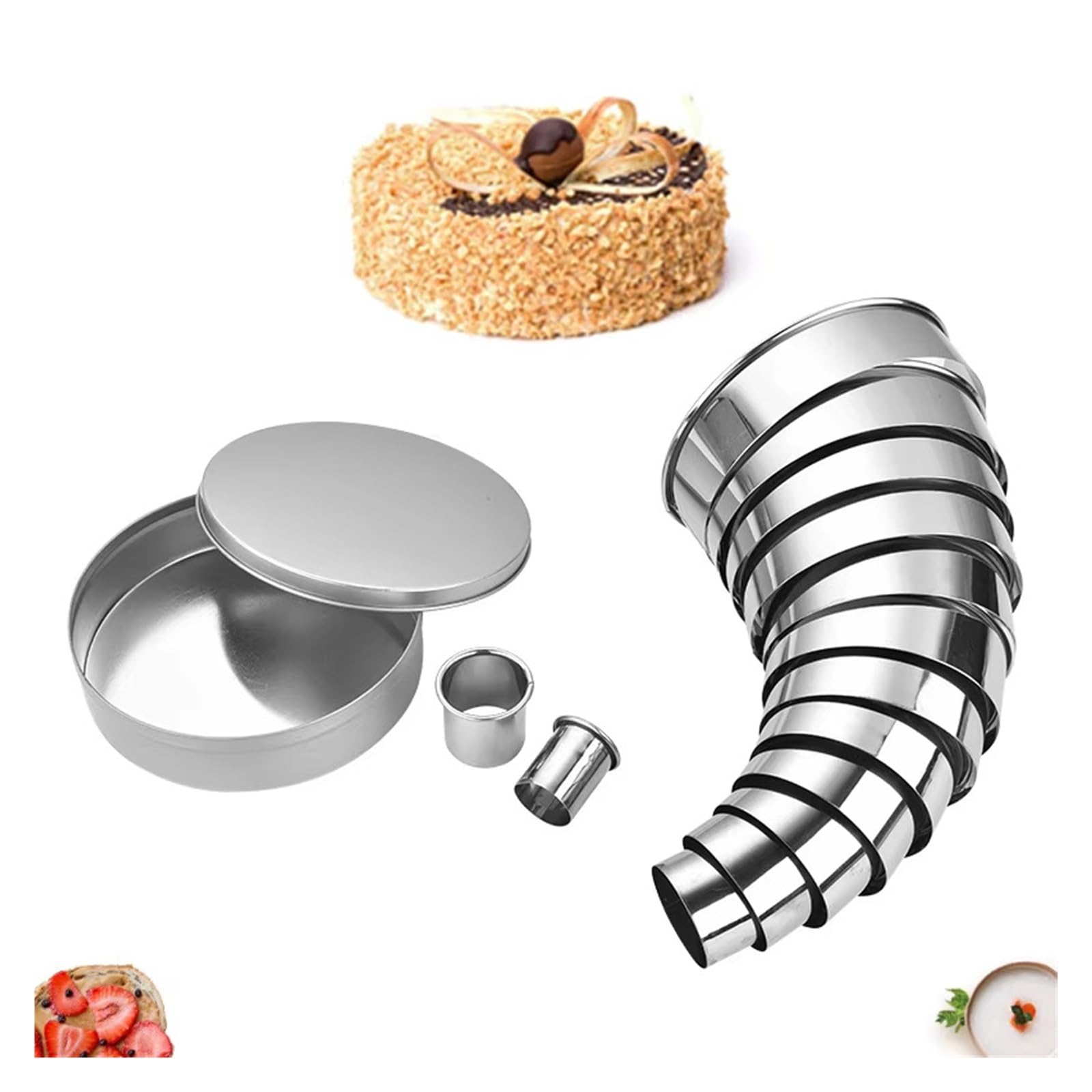 14-teiliges rundes Plätzchen- und Keksausstecher-Set aus Edelstahl, Donut-Ausstecher, Ringformen, abgestufte Kreis-Ausstecher for die Küche, YY129