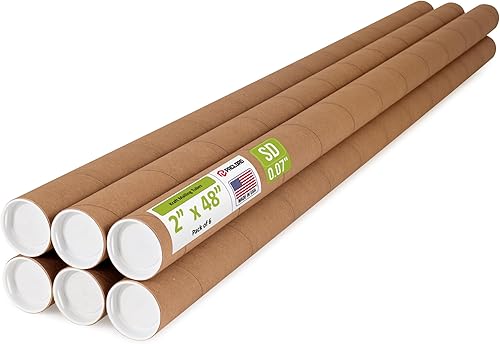 Miniatura 104 de Tubo de correo de papel kraft reforzado de 2 x 36 pulgadas, paquete de 1 tubo con 2 tapas, tubo seguro aprobado por USPS para pósteres, tubo