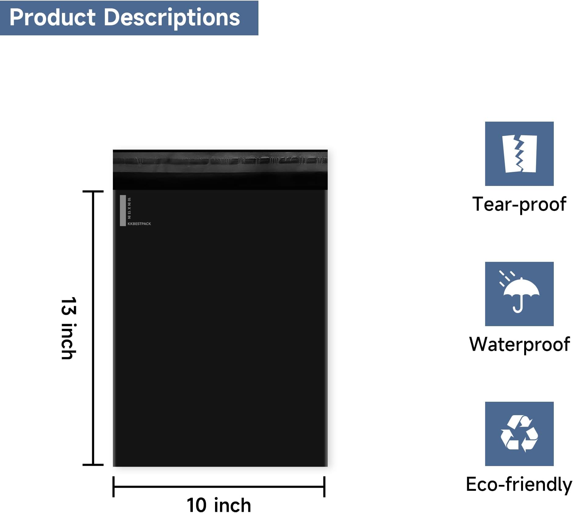 KKBESTPACK Poly Mailers Mailing Envelopes Plastic Bags Self Sealing Adhesive 100 Pack