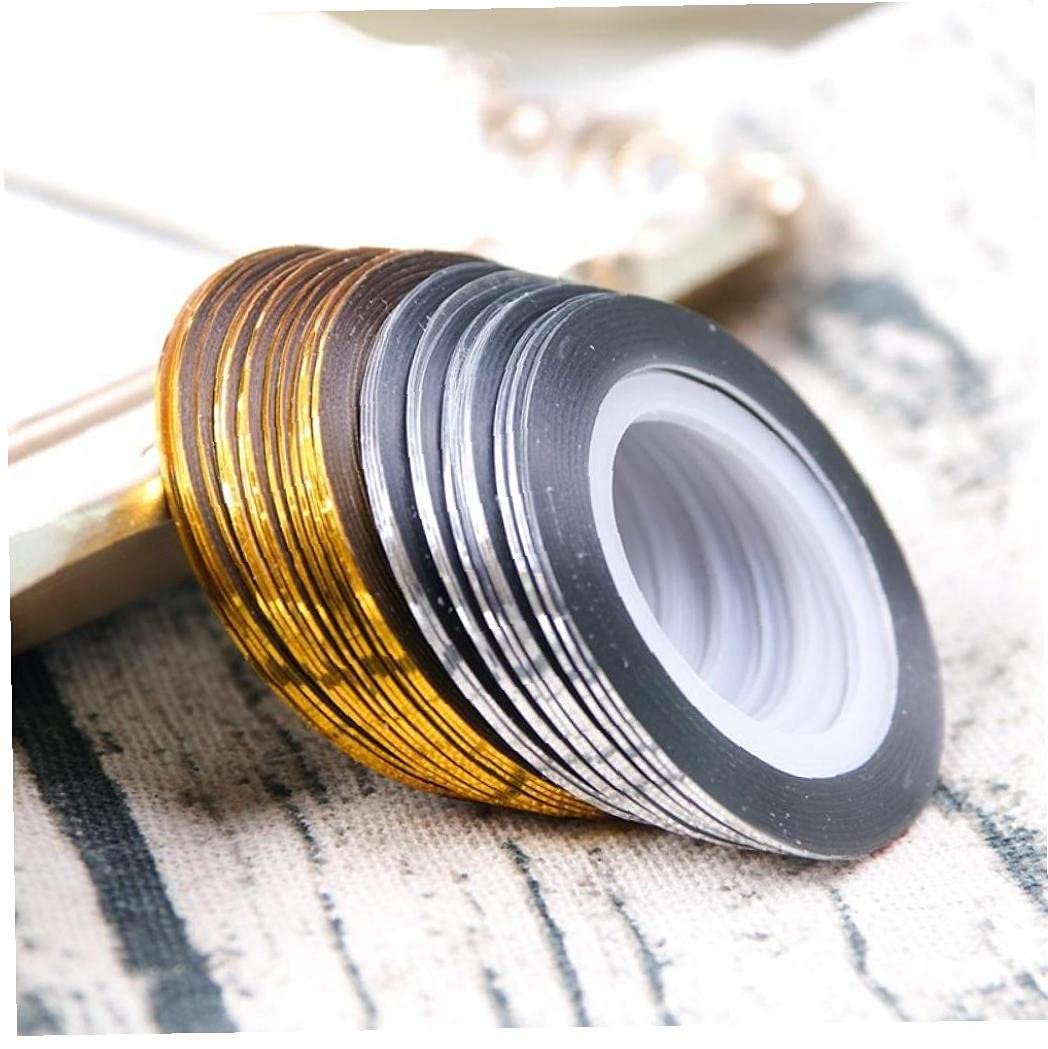 20 Rouleaux Ruban Striping À Ongles, Décalcomanies À Rayures Ligne Stickers À Ongles Bandes Coiffeur pour DIY Nail Art Décorations (Or + Argent)