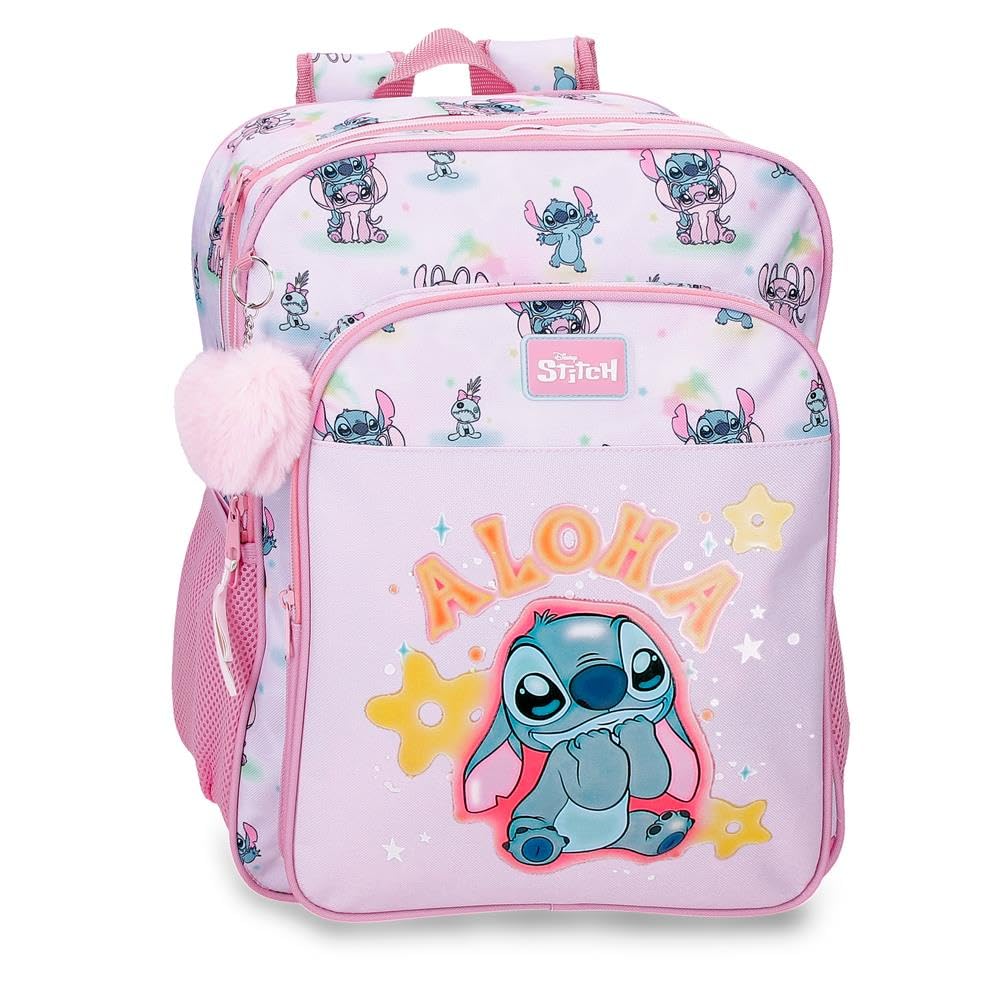 Disney Joumma Stitch You & Me Mauve Double Compartment School Backpack 30x40x13 cm Polyester 15.6L