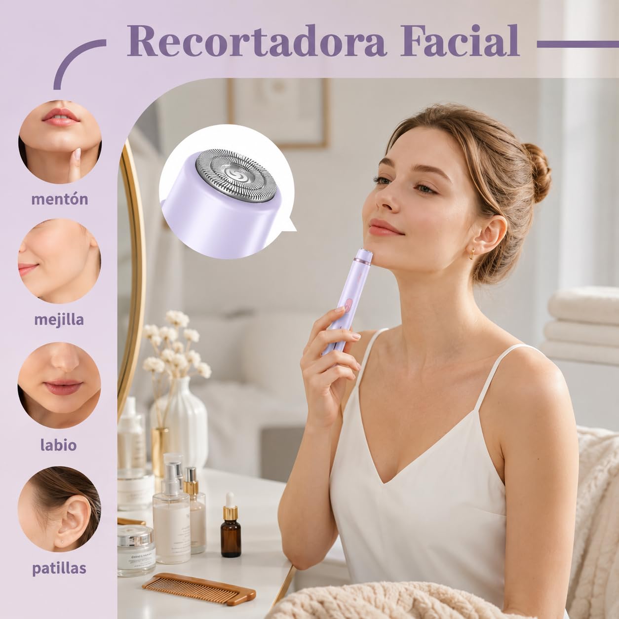 Razerly Dual Head Shaver Mujer Depiladora 2 Un 1 Inalambrica Mujer Uso Ducha Seco Y Humedo Piernas Axilas Rostro (Azul)