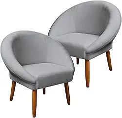 Kit 2 Poltronas Cadeira Decorativa para Sala de Espera Elegante Recepção Pés Palito MOBLAN decor (Cinza)