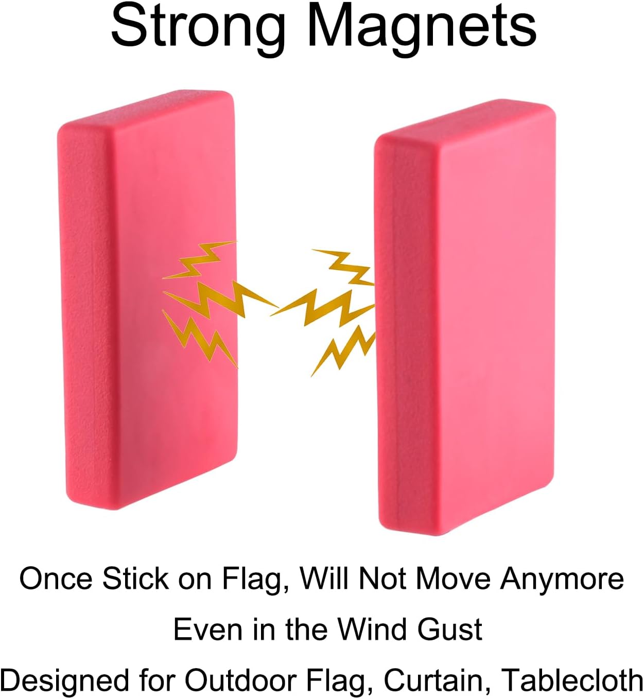 Magnetic Flag Weights for Bottom of Flag in Winds, Rubber Covered Heavy Duty Magnet Weights, Stop American Flag from Wrapping Around the Pole or Hooking on the Gutter, Red, 5 Pairs(Pack of 10)