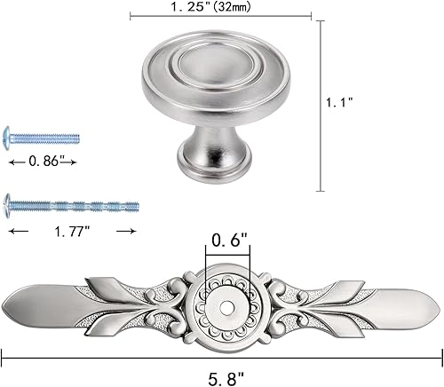 Miniatura 2 de Aandxomk - Juego de 10 herrajes para gabinete de cocina de 5.8 pulgadas, pomos de níquel cepillado con placas, puerta de armario, cajón de metal,
