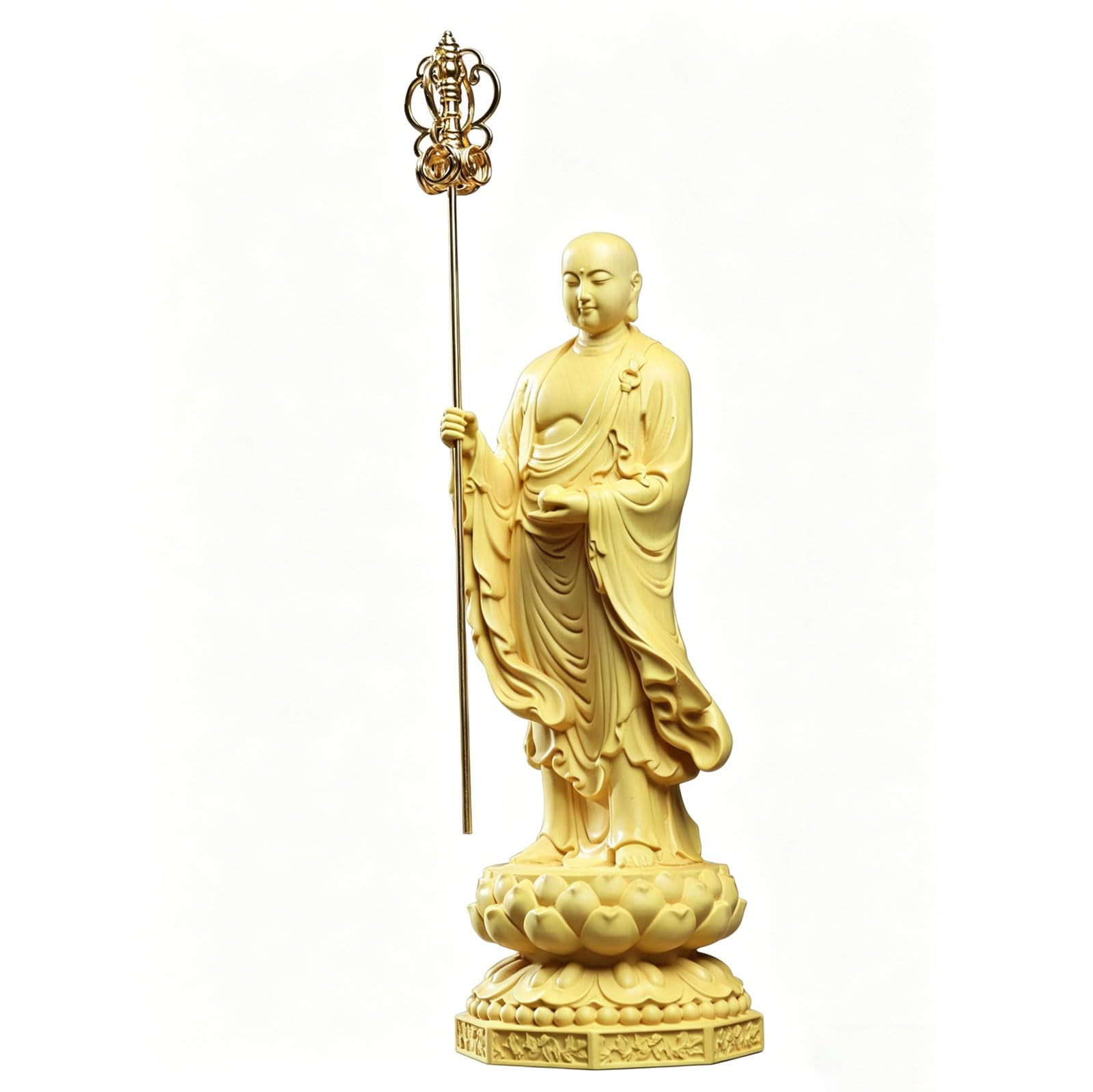 Amazon｜木彫り仏像【地蔵菩薩立像】木製 安産祈願 子育ての守護尊